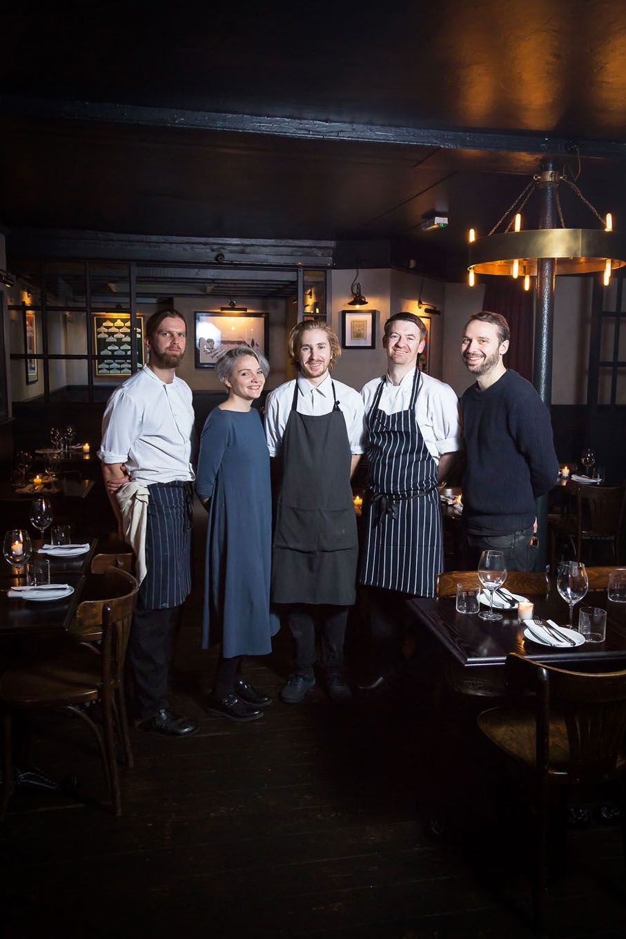 Portrait of a restaurant manager and staff in London Bloomsbury